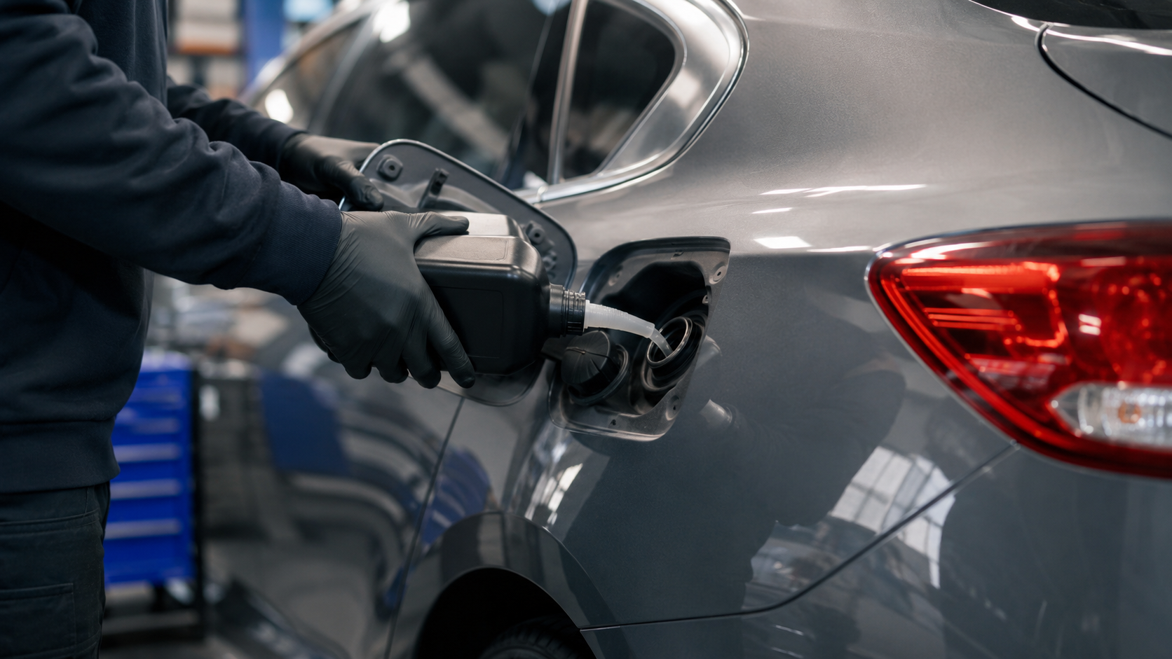Aplicación de aditivos para diésel en el depósito de combustible.
