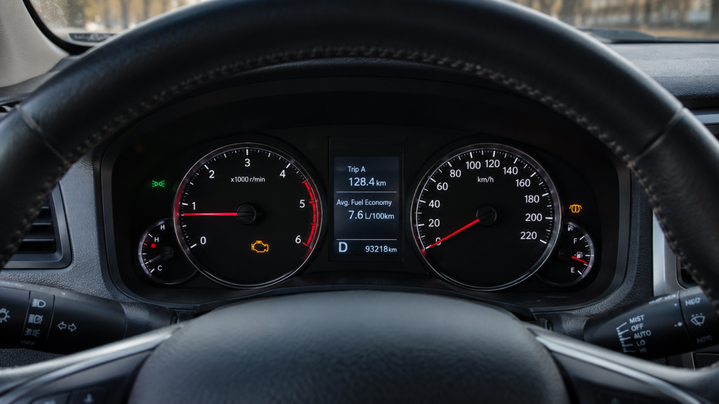 Cuadro de instrumentos de un coche diésel con ralentí irregular